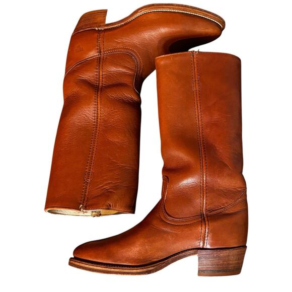 Frye Campus 2595 Men 8.5 EE Wide Dark Camel Brown Leather Boots Made USA Vintage